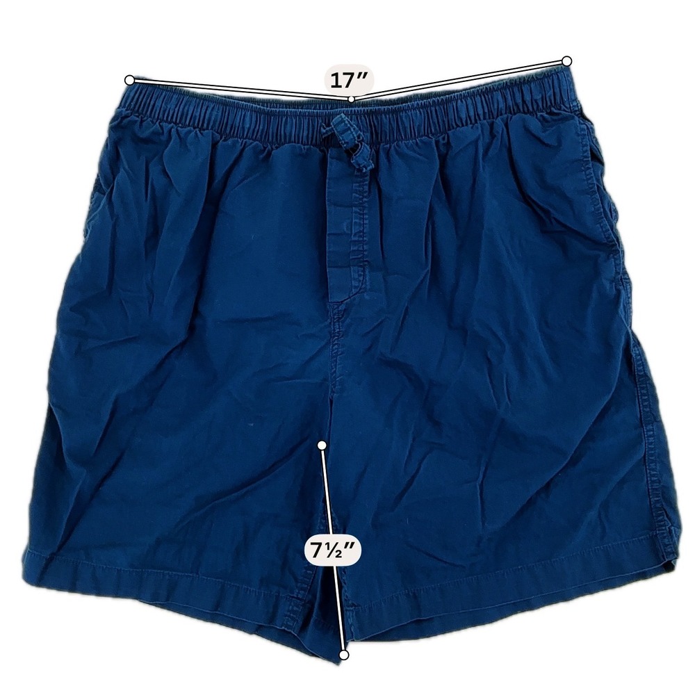 Lands End Pajama Set Mens L Navy Blue Cotton Short Sleeve Shorts Lounge Classic - Picture 3 of 12